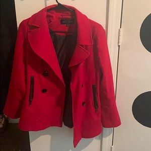 Eye catching Red XS Black Rivet Peacoat